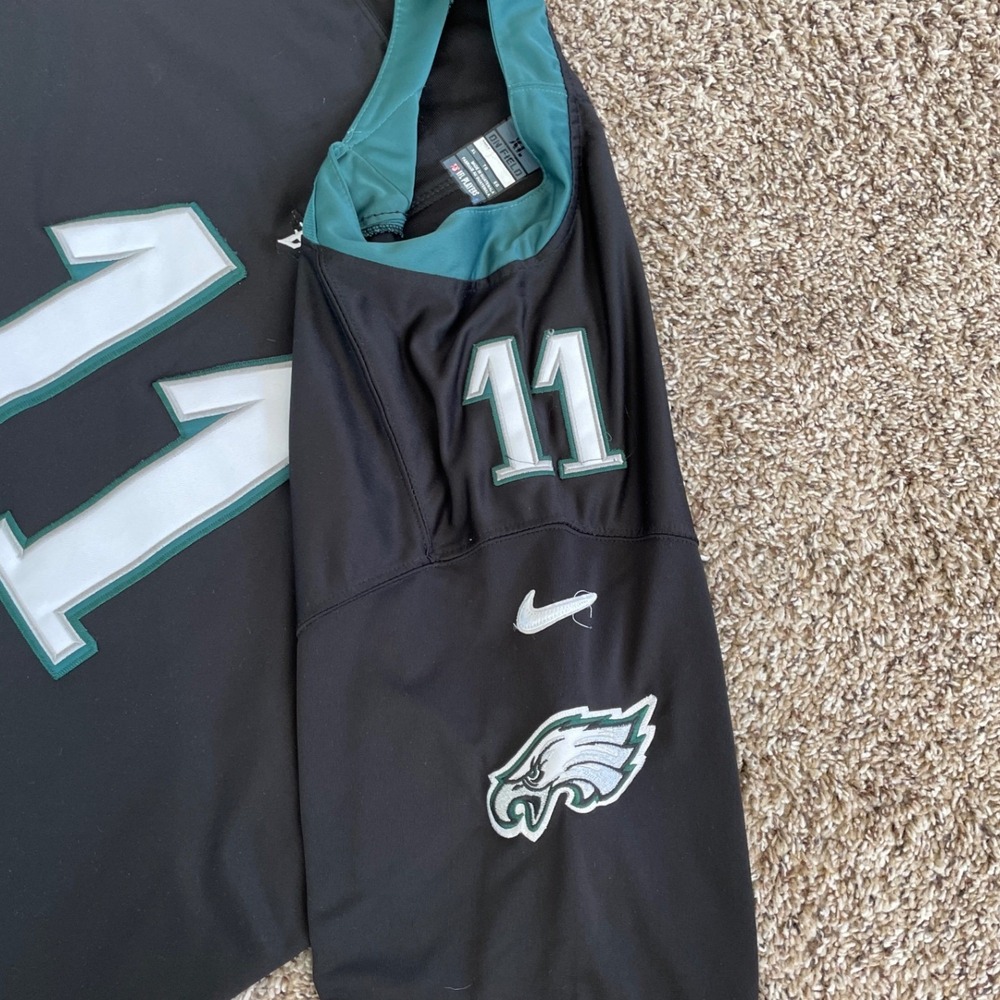 Nike Philadelphia Eagles Carson Wentz 11 NFL 100 Black Jersey Mens XL Stitched - Picture 8 of 16